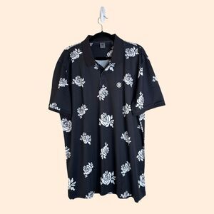 G/FORE Black Floral Polo Shirt